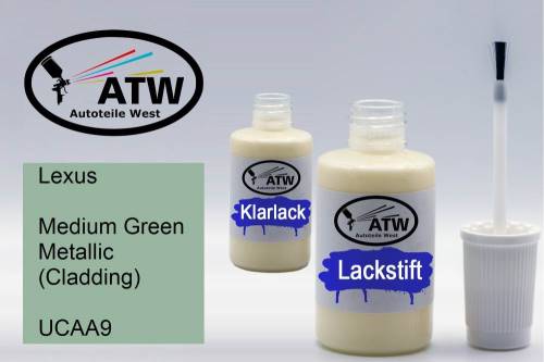 Lexus, Medium Green Metallic (Cladding), UCAA9: 20ml Lackstift + 20ml Klarlack - Set, von ATW Autoteile West.